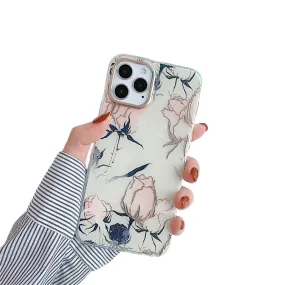 Anymob iPhone Green Vintage Flower Phone Case Soft Silicone Shockproof Back Cover