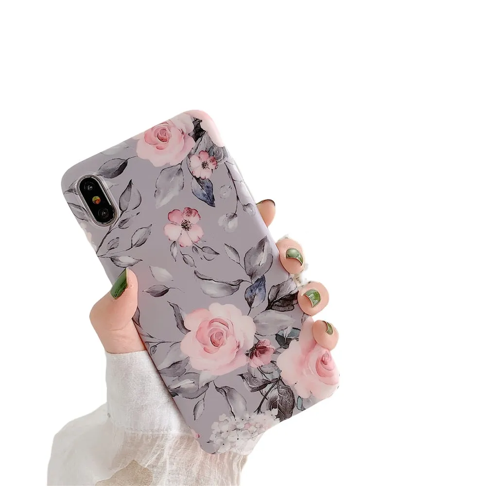 Anymob iPhone Lavender Pattern Holder Case Flower Silicone Phone Cover