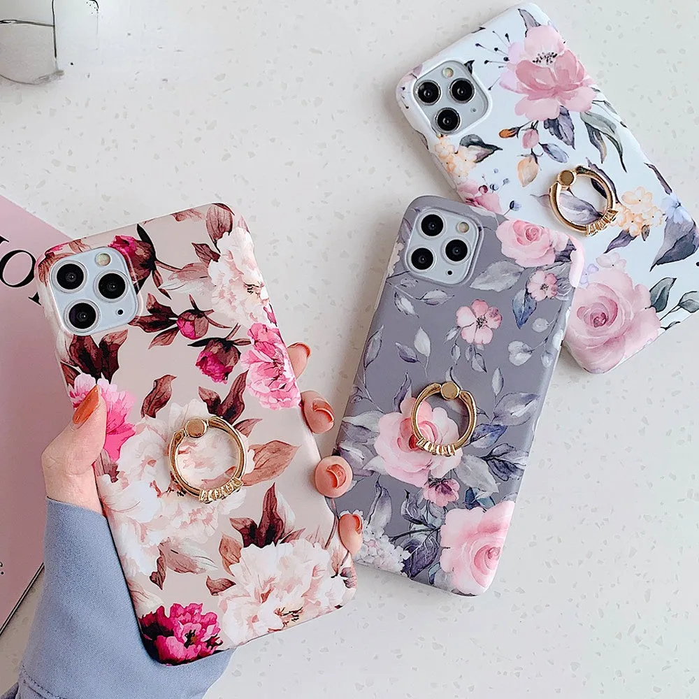 Anymob iPhone Lavender Pattern Holder Case Flower Silicone Phone Cover