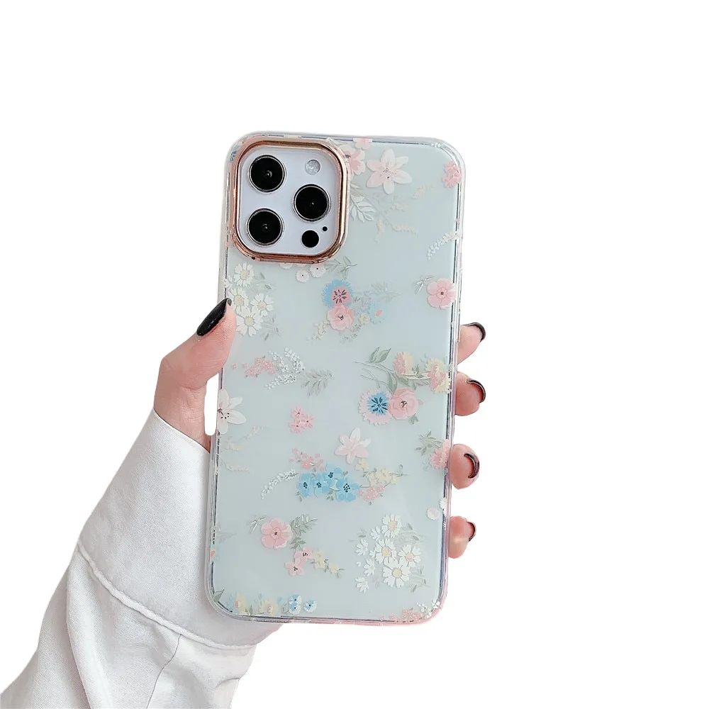 Anymob iPhone Mixed Flower Phone Case Transparent Shockproof Protective Cases Cover