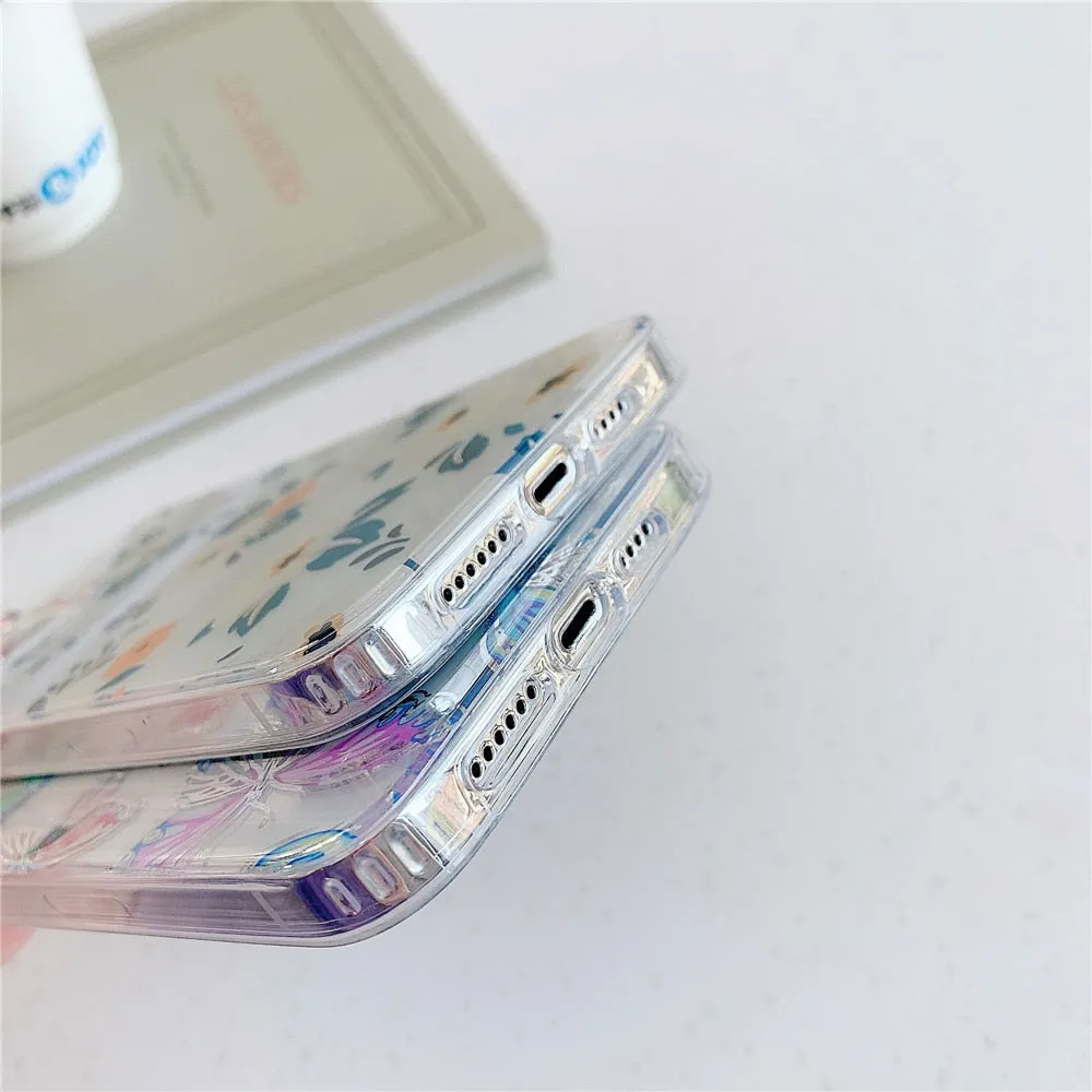 Anymob iPhone Multi Butterfly Phone Case Transparent Shockproof Protective Cases Cover