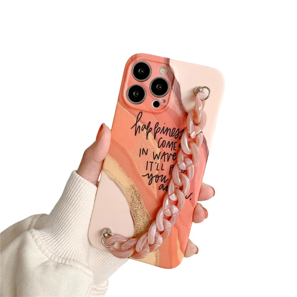 Anymob iPhone Orange Art Painting Marble Bracelet Phone Case Shockproof Soft Silicone Cover