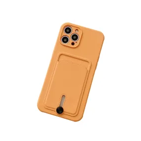 Anymob iPhone Orange Wallet Card Holder Soft Silicone Phone Case Candy Color Shockproof Cover