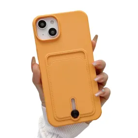 Anymob iPhone Orange Wallet Card Slots Holder Case Soft Silicone Shockproof Cover