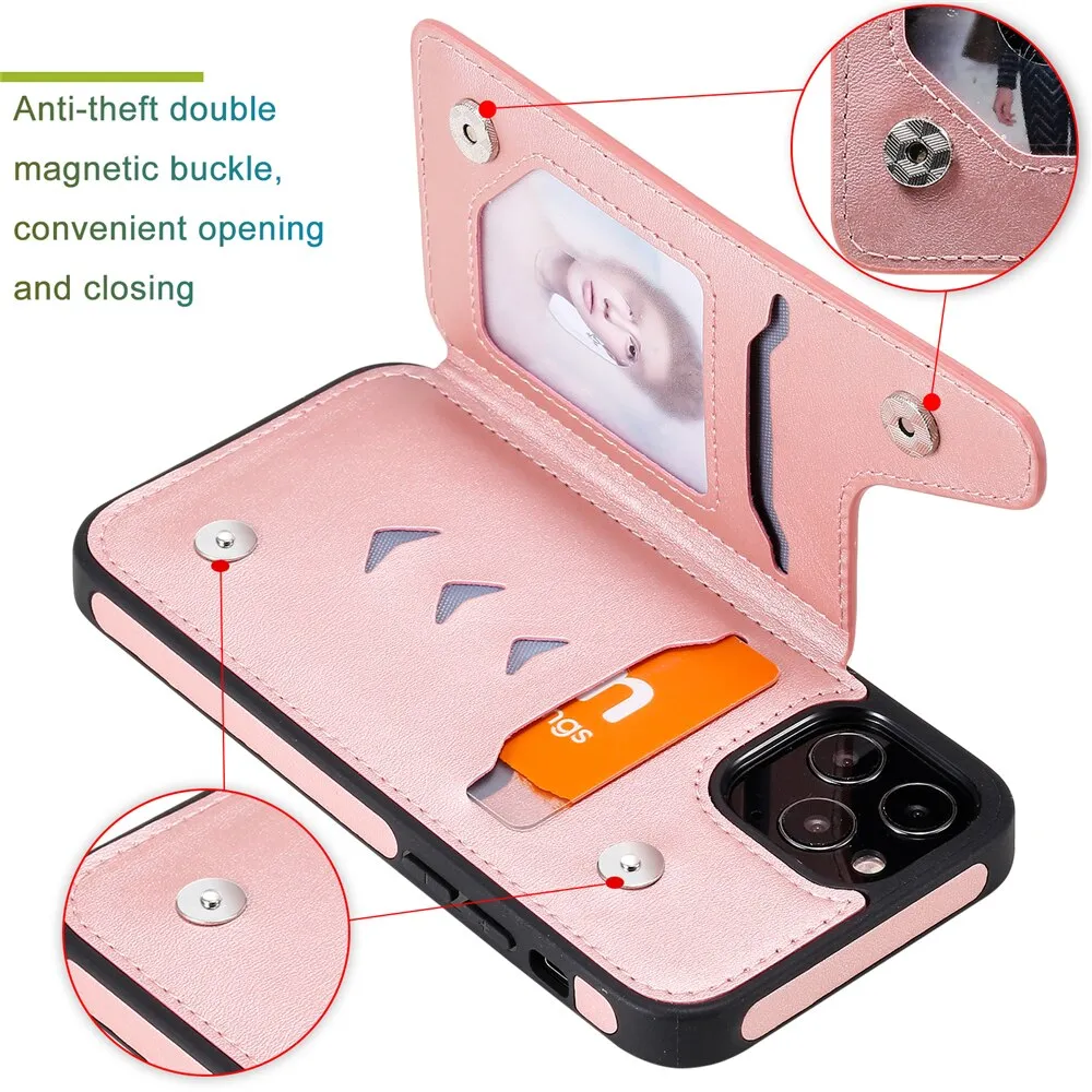 Anymob iPhone Pink Business Flip Case Wallet Leather Shell Cover