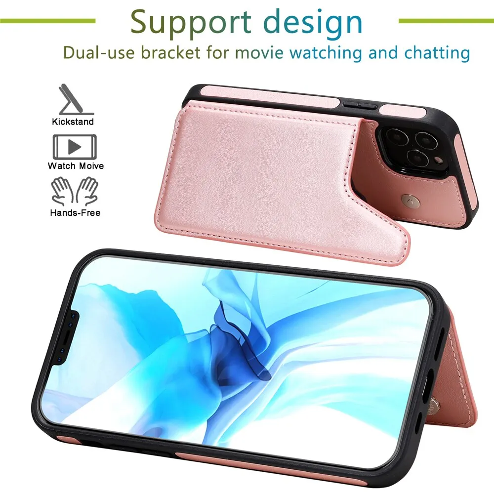 Anymob iPhone Pink Business Flip Case Wallet Leather Shell Cover