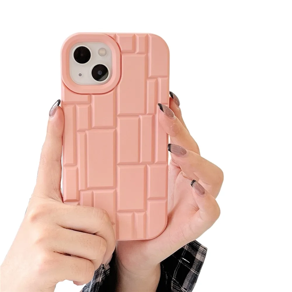 Anymob iPhone Pink Geometry Phone Case Soft Silicon Shockproof Cover