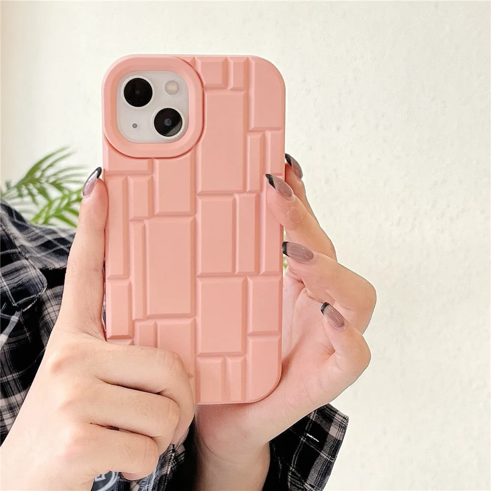 Anymob iPhone Pink Geometry Phone Case Soft Silicon Shockproof Cover