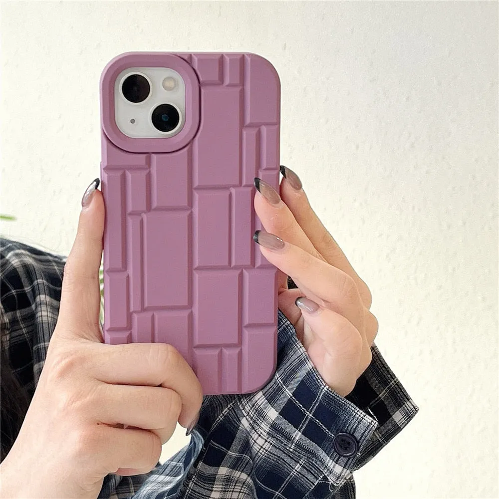 Anymob iPhone Pink Geometry Phone Case Soft Silicon Shockproof Cover