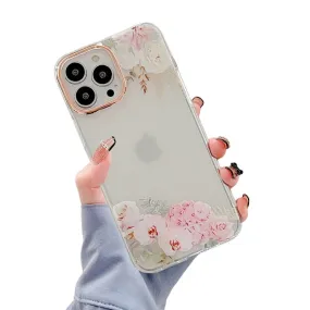 Anymob iPhone Pink Rose Flowers Phone Case Plating Shockproof Cover