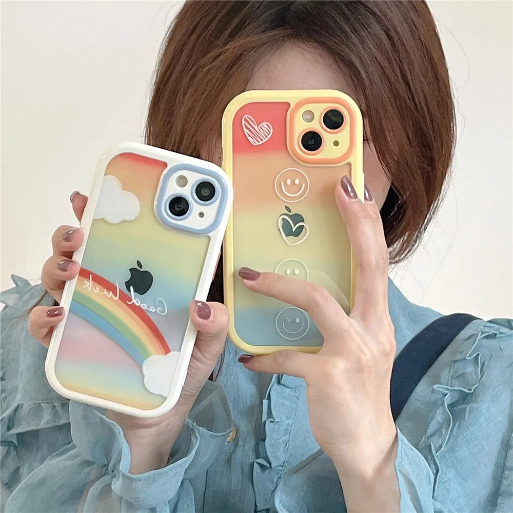 Anymob iPhone Rainbow Acrylic Watercolor Phone Case Transparent Shockproof Cover