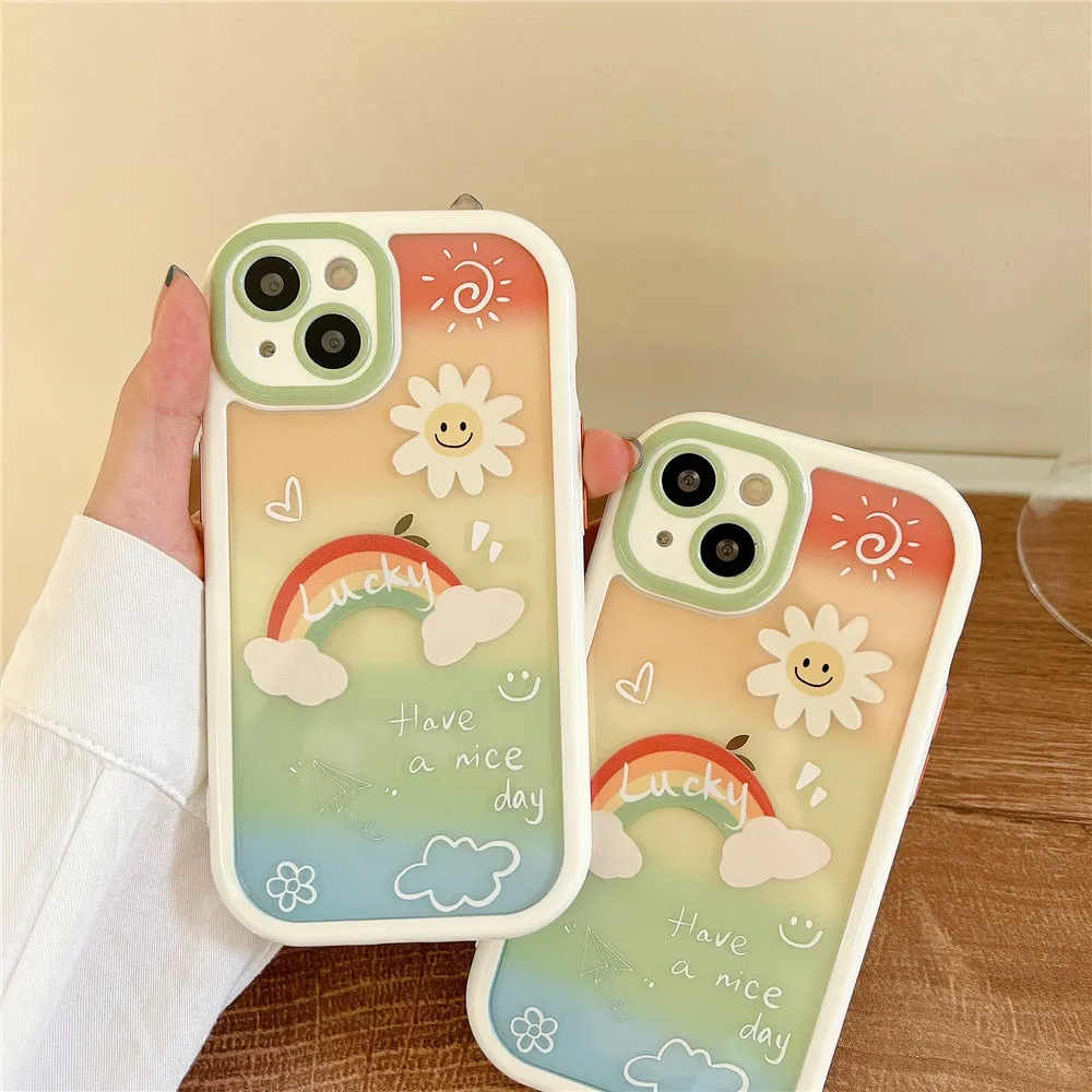 Anymob iPhone Rainbow Acrylic Watercolor Phone Case Transparent Shockproof Cover