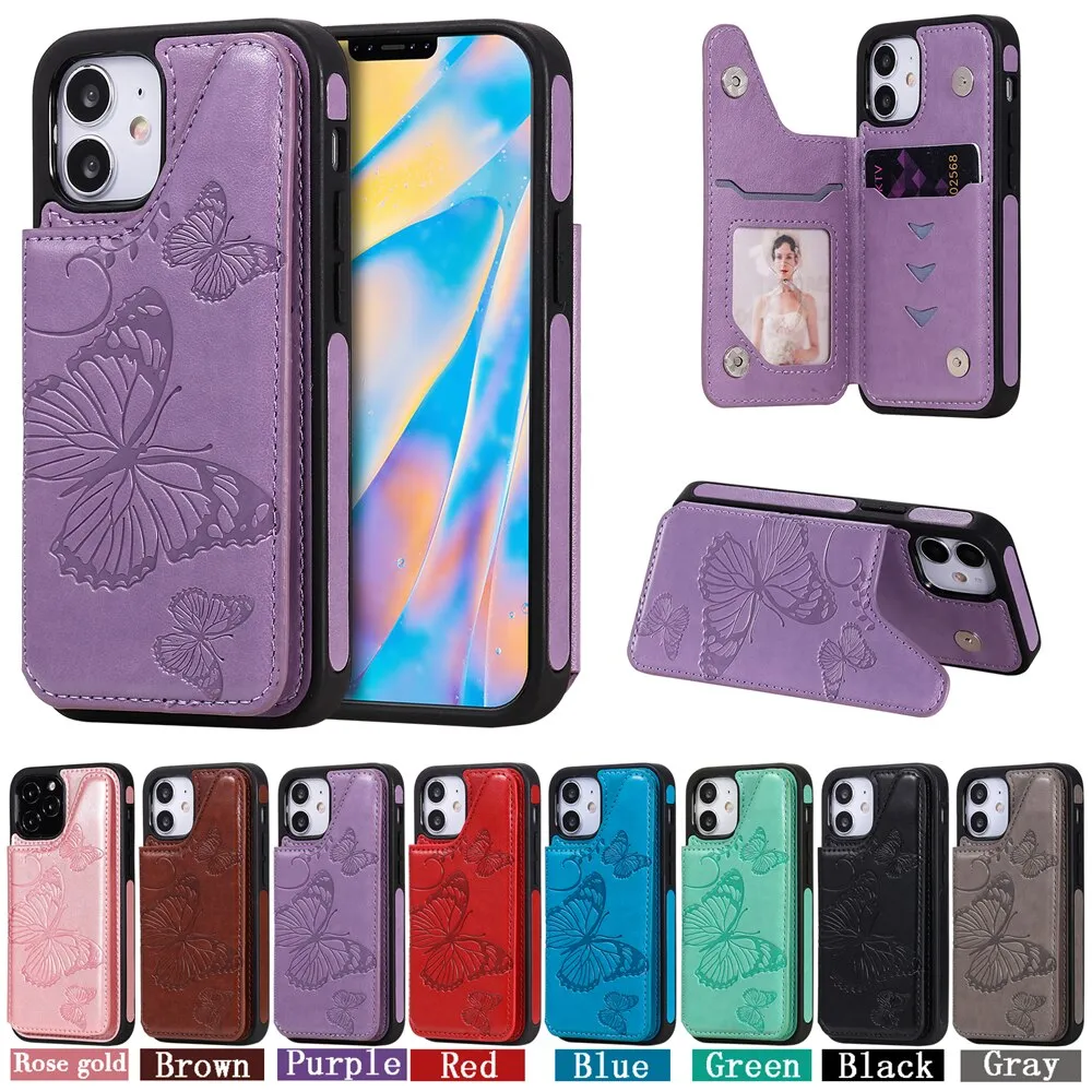 Anymob iPhone Red 3D Butterfly Flip Leather Case Mini Wallet Book Cover