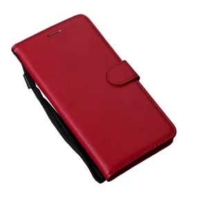 Anymob iPhone Red Flip Leather Phone Case Solid Color Wallet Cover