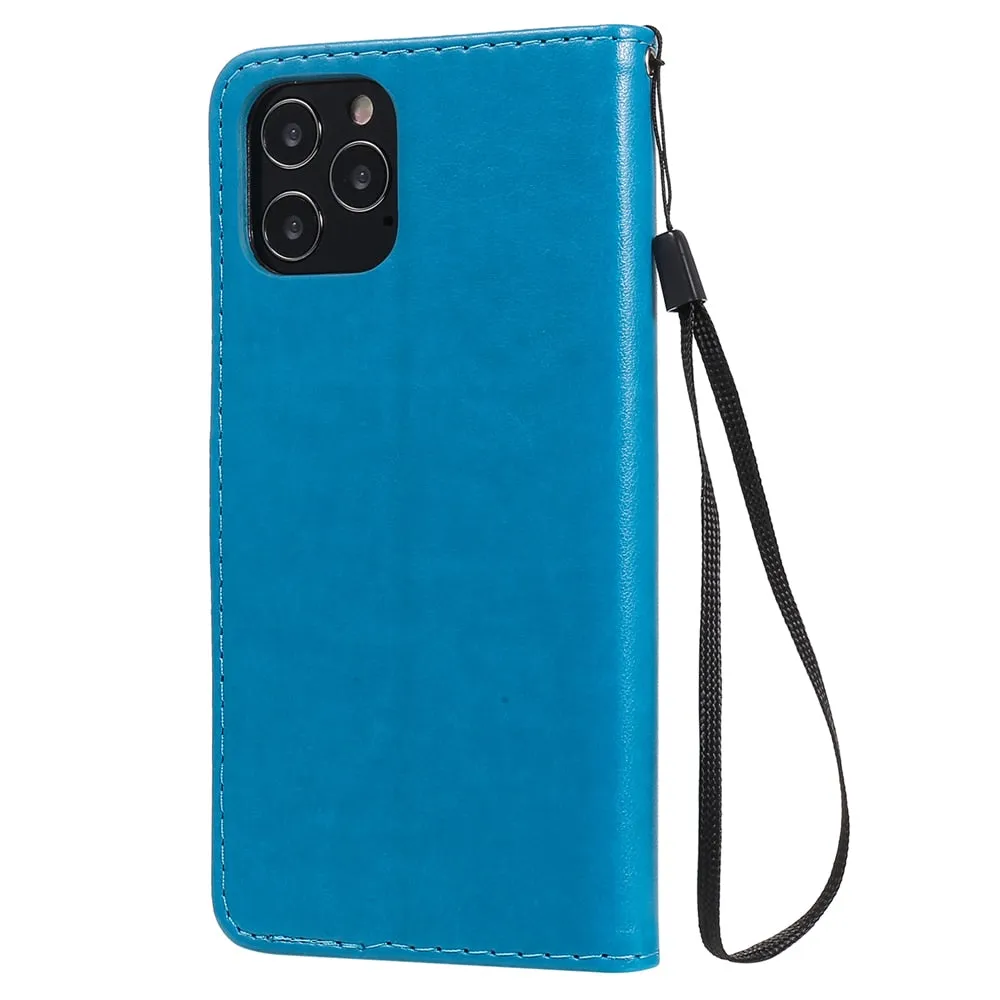 Anymob iPhone Red Leather Flip Case Embossing Cat and Bee Cover