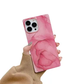 Anymob iPhone Red Soft Square Marble Silicone Phone Case Shockproof Back Cover