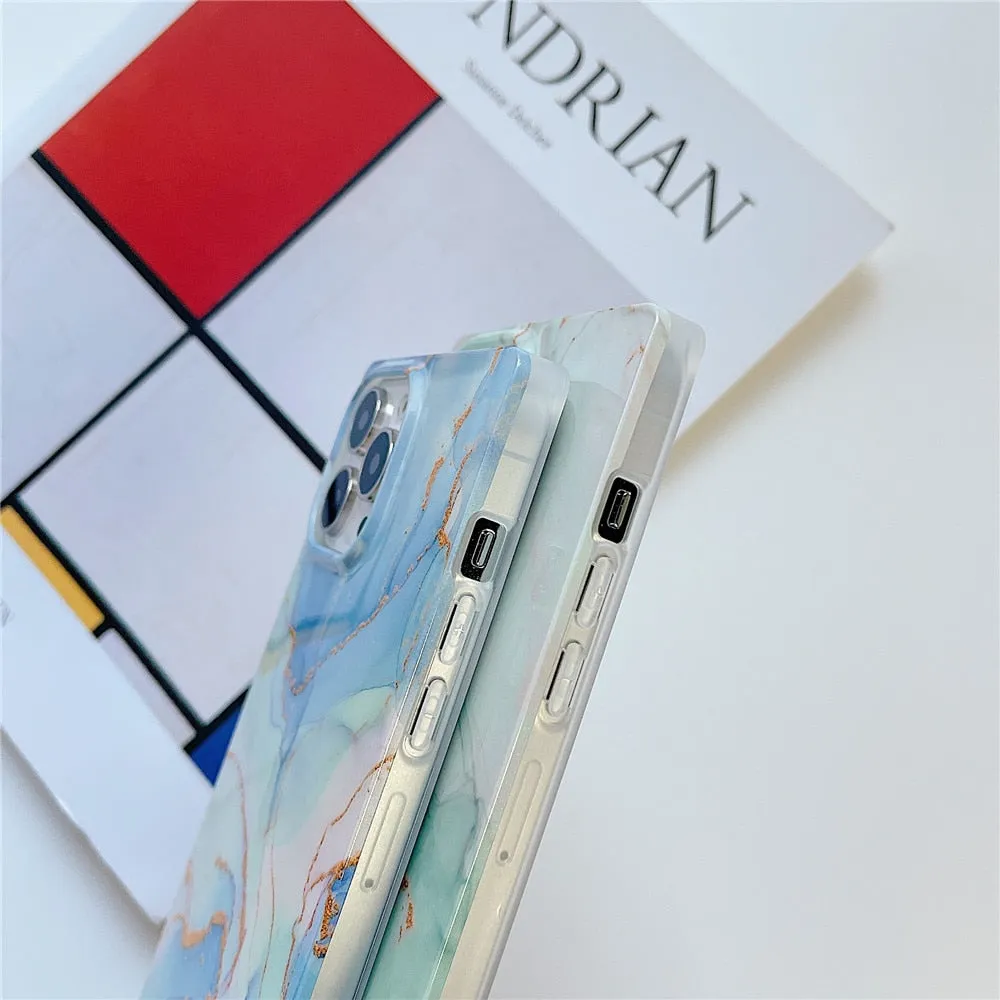 Anymob iPhone Red Soft Square Marble Silicone Phone Case Shockproof Back Cover