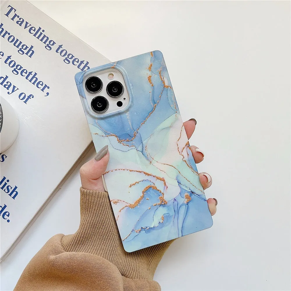 Anymob iPhone Red Soft Square Marble Silicone Phone Case Shockproof Back Cover