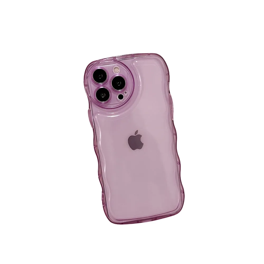 Anymob iPhone Violet Curly Wavy Phone Case Shockproof Transparent Silicone Cover