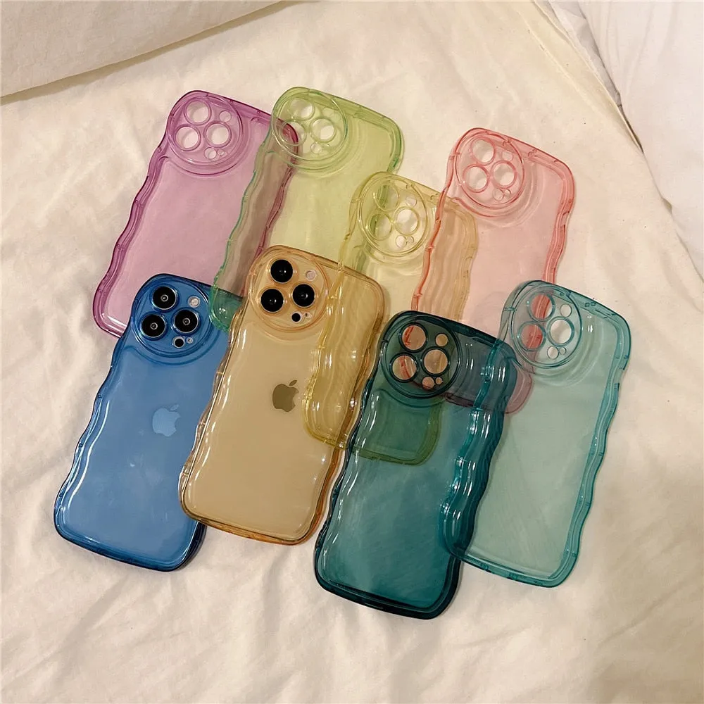 Anymob iPhone Violet Curly Wavy Phone Case Shockproof Transparent Silicone Cover