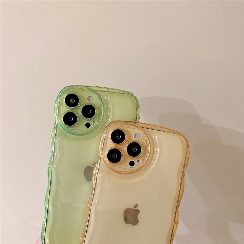 Anymob iPhone Violet Curly Wavy Phone Case Shockproof Transparent Silicone Cover