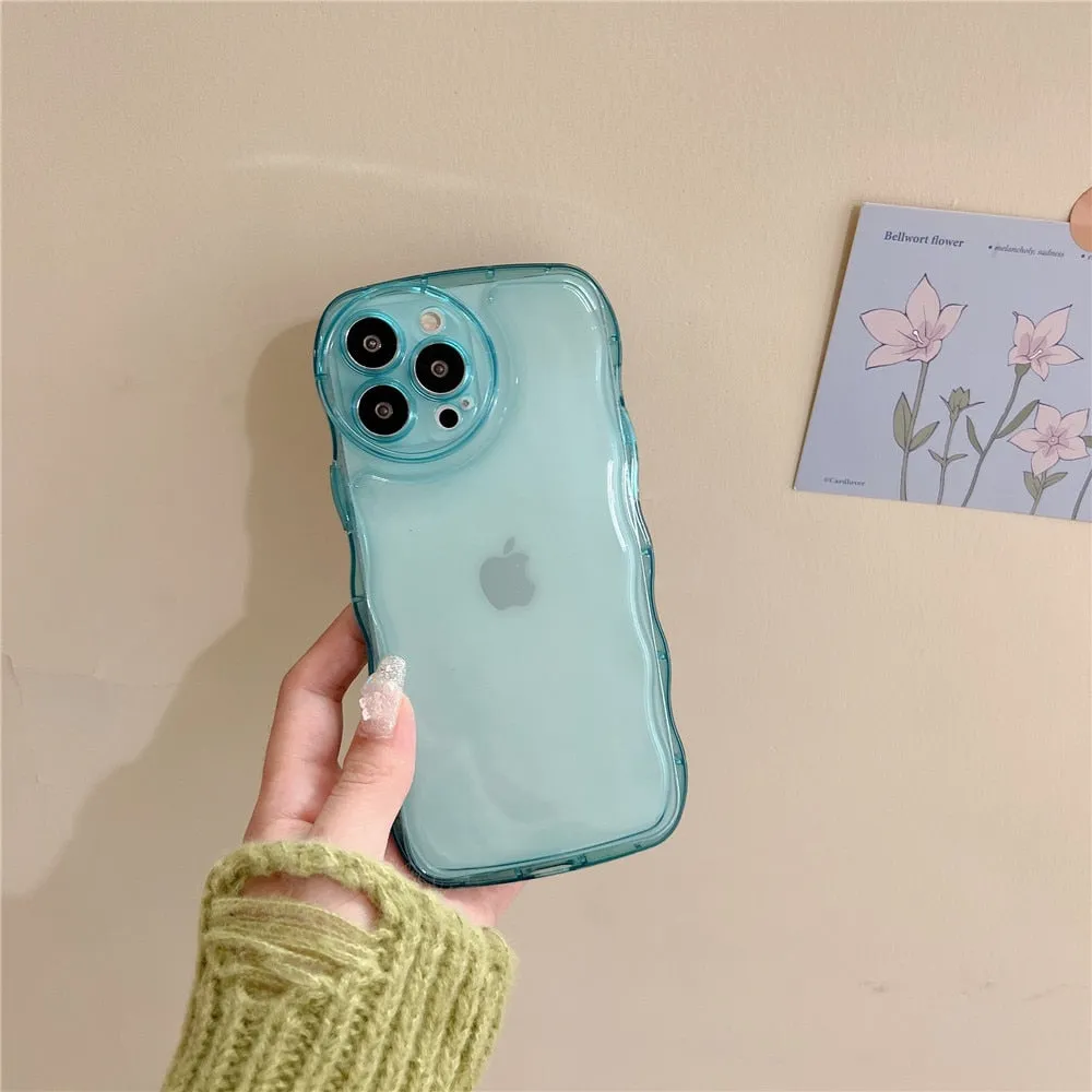 Anymob iPhone Violet Curly Wavy Phone Case Shockproof Transparent Silicone Cover