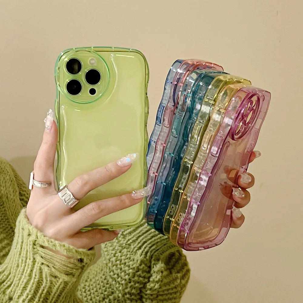 Anymob iPhone Violet Curly Wavy Phone Case Shockproof Transparent Silicone Cover