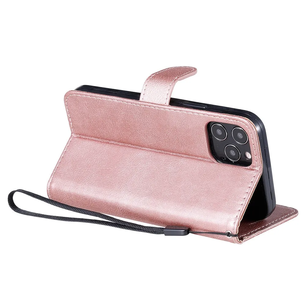 Anymob iPhone Violet Flip Leather Phone Case Solid Color Wallet Cover