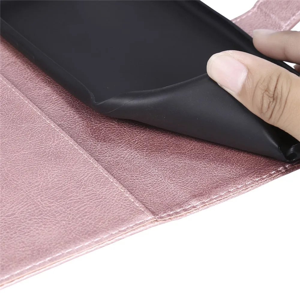 Anymob iPhone Violet Flip Leather Phone Case Solid Color Wallet Cover