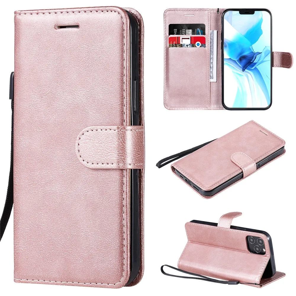 Anymob iPhone Violet Flip Leather Phone Case Solid Color Wallet Cover