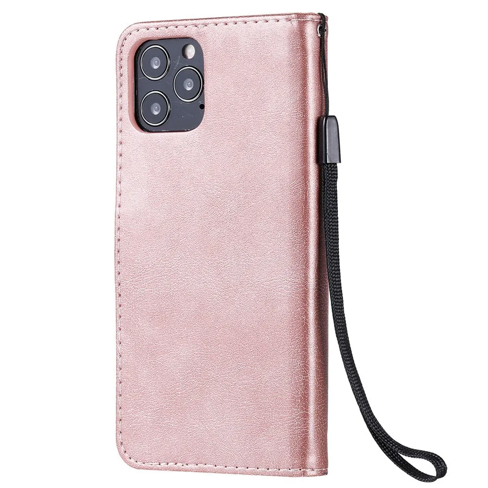 Anymob iPhone Violet Flip Leather Phone Case Solid Color Wallet Cover
