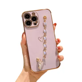 Anymob iPhone Violet Love Heart Bracelet Chain Phone Case Max Soft Silicone Cover