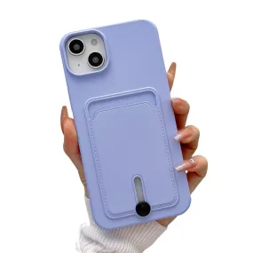 Anymob iPhone Violet Wallet Card Slots Holder Case Soft Silicone Shockproof Cover