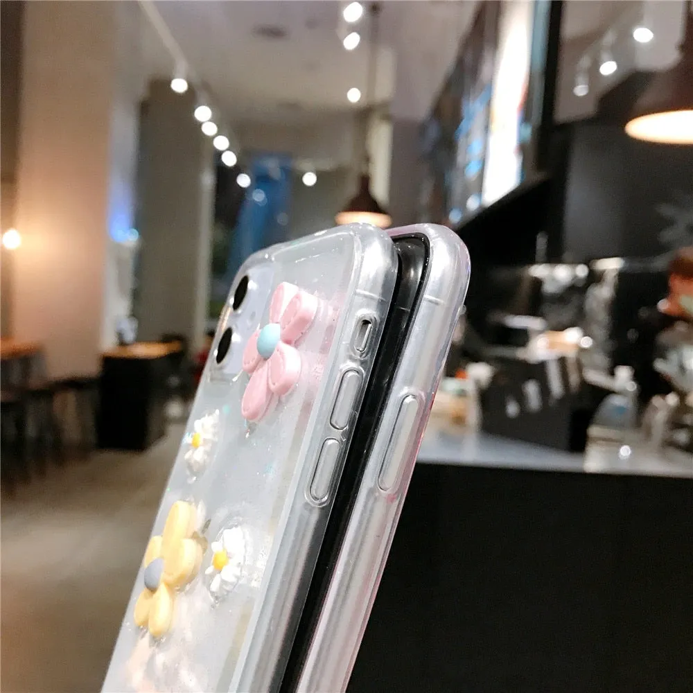 Anymob iPhone White 3D Flower Case Soft Silicone Shockproof Cover
