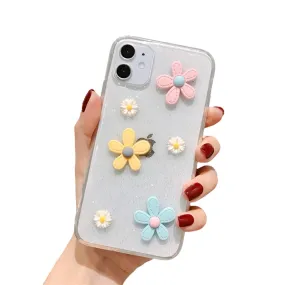 Anymob iPhone White 3D Flower Case Soft Silicone Shockproof Cover