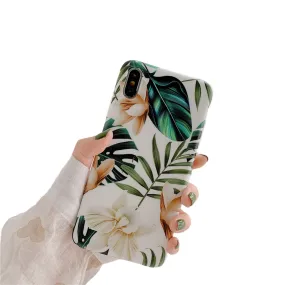Anymob iPhone White Orchid Pattern Holder Case Flower Silicone Phone Cover