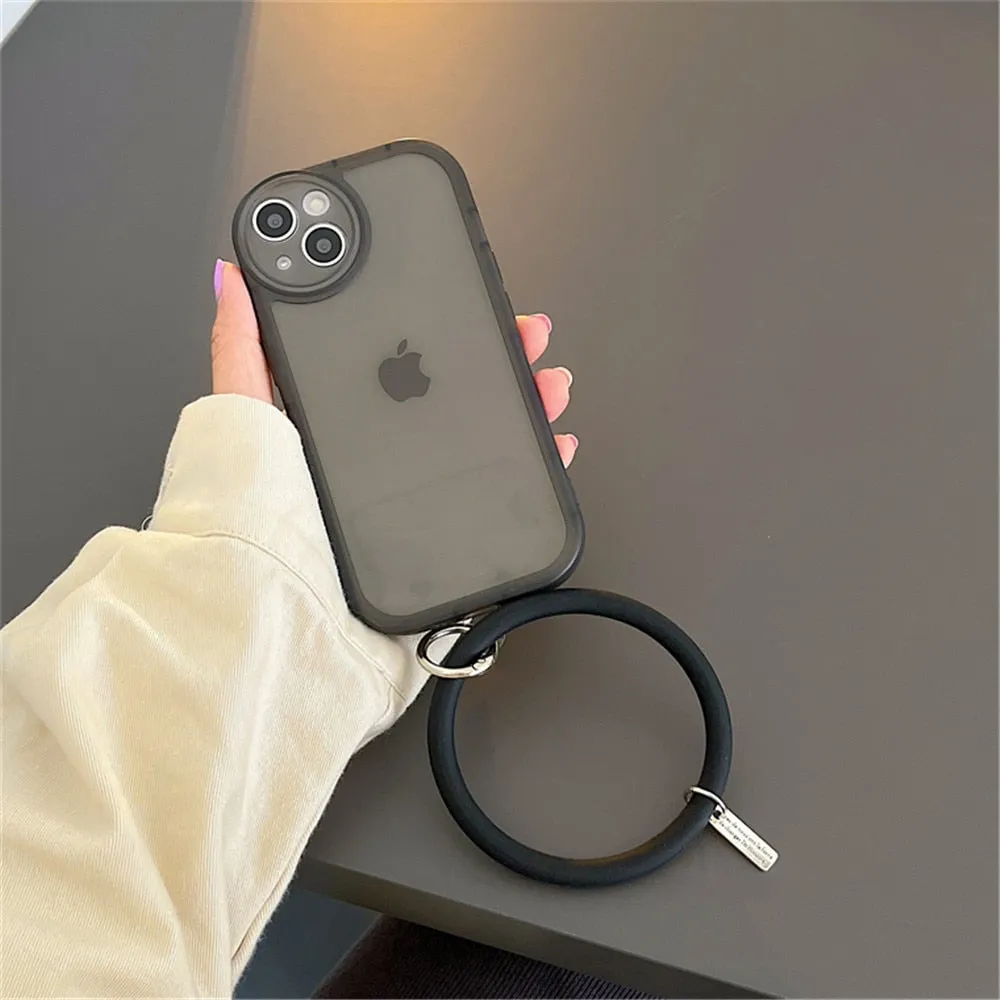 Anymob iPhone Yellow Stylish Wristband Ring Clear Soft Phone Case Shockproof Bracelet Silicon Cover