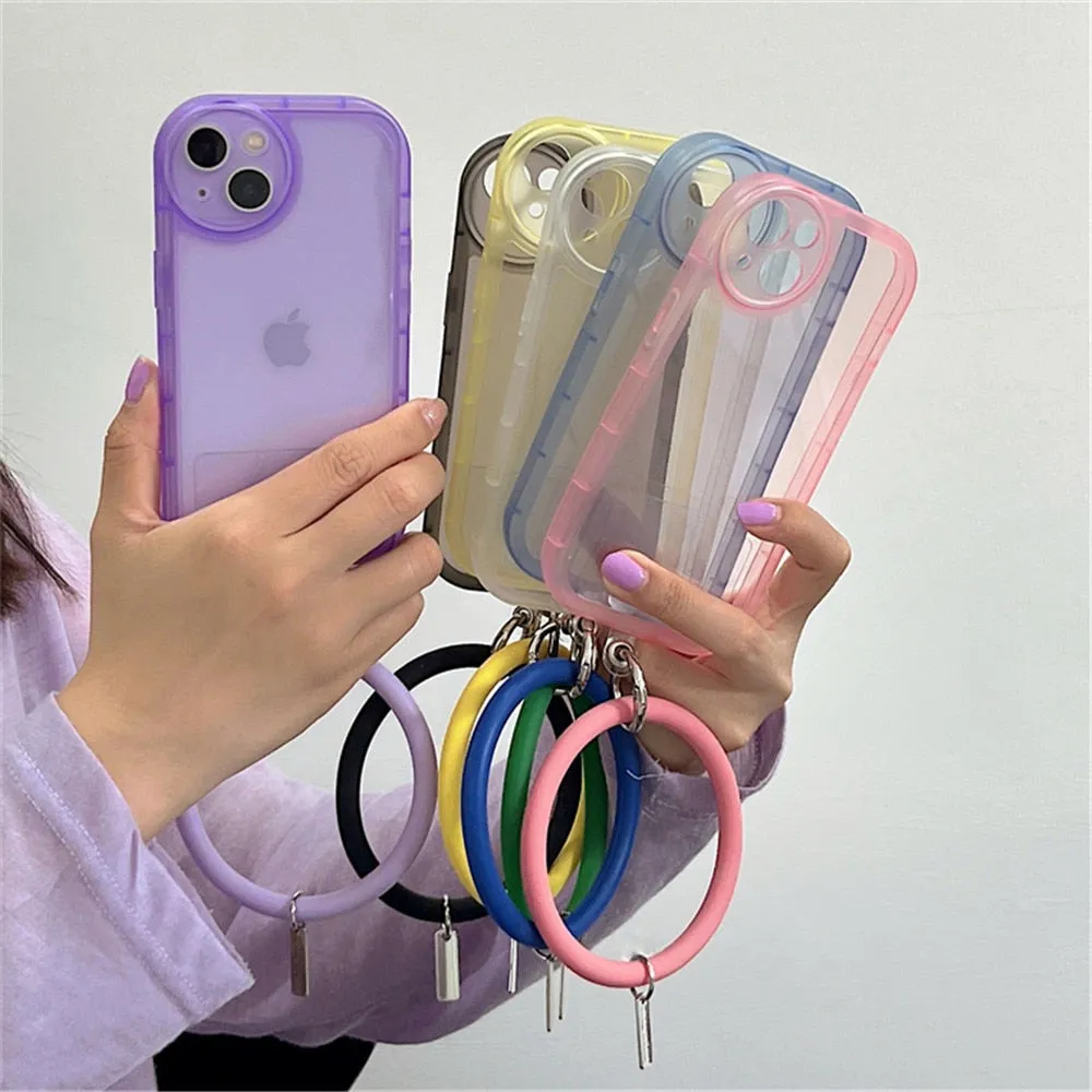 Anymob iPhone Yellow Stylish Wristband Ring Clear Soft Phone Case Shockproof Bracelet Silicon Cover