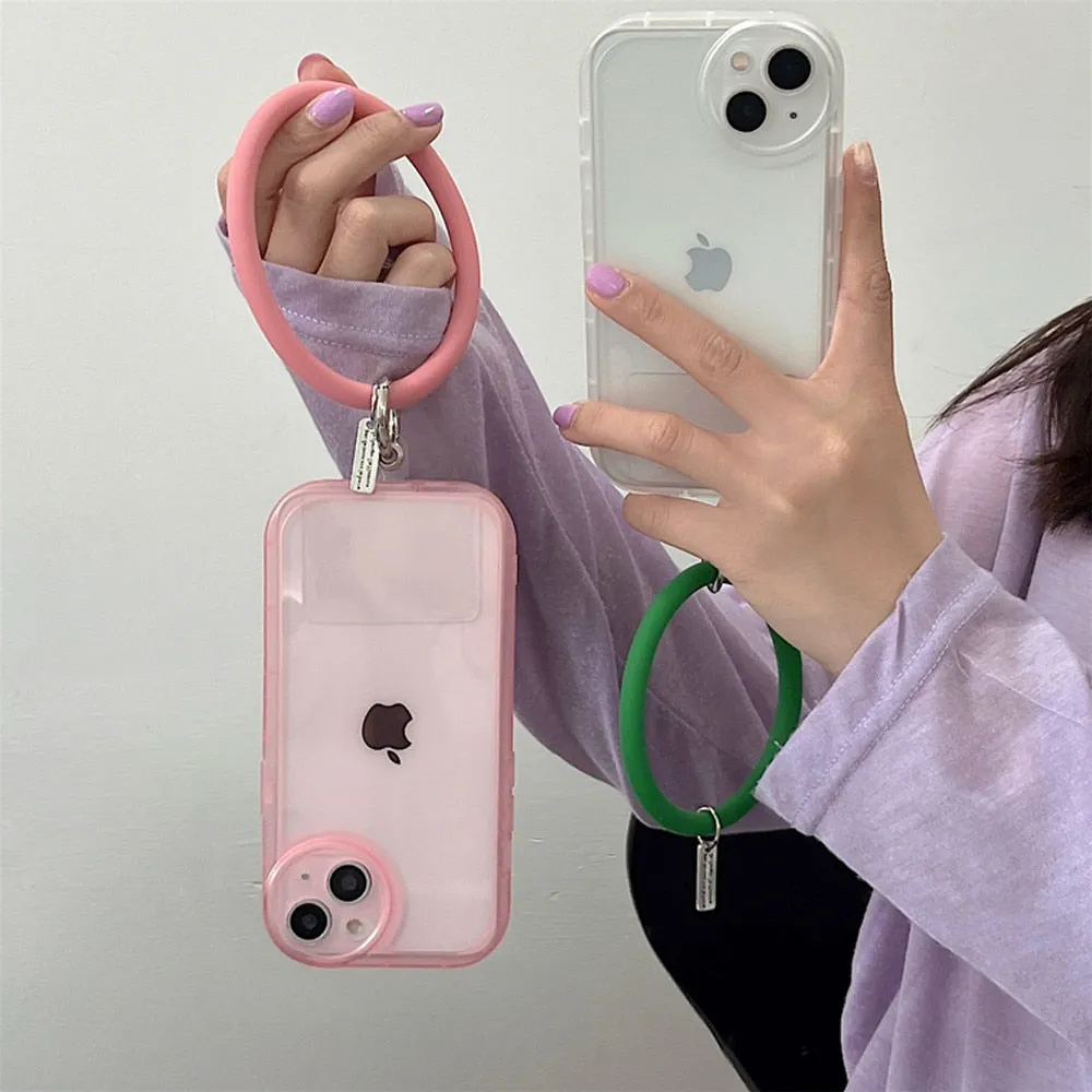 Anymob iPhone Yellow Stylish Wristband Ring Clear Soft Phone Case Shockproof Bracelet Silicon Cover