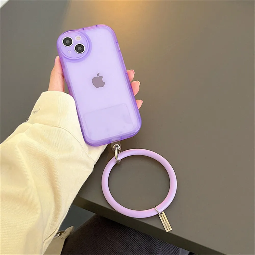 Anymob iPhone Yellow Stylish Wristband Ring Clear Soft Phone Case Shockproof Bracelet Silicon Cover