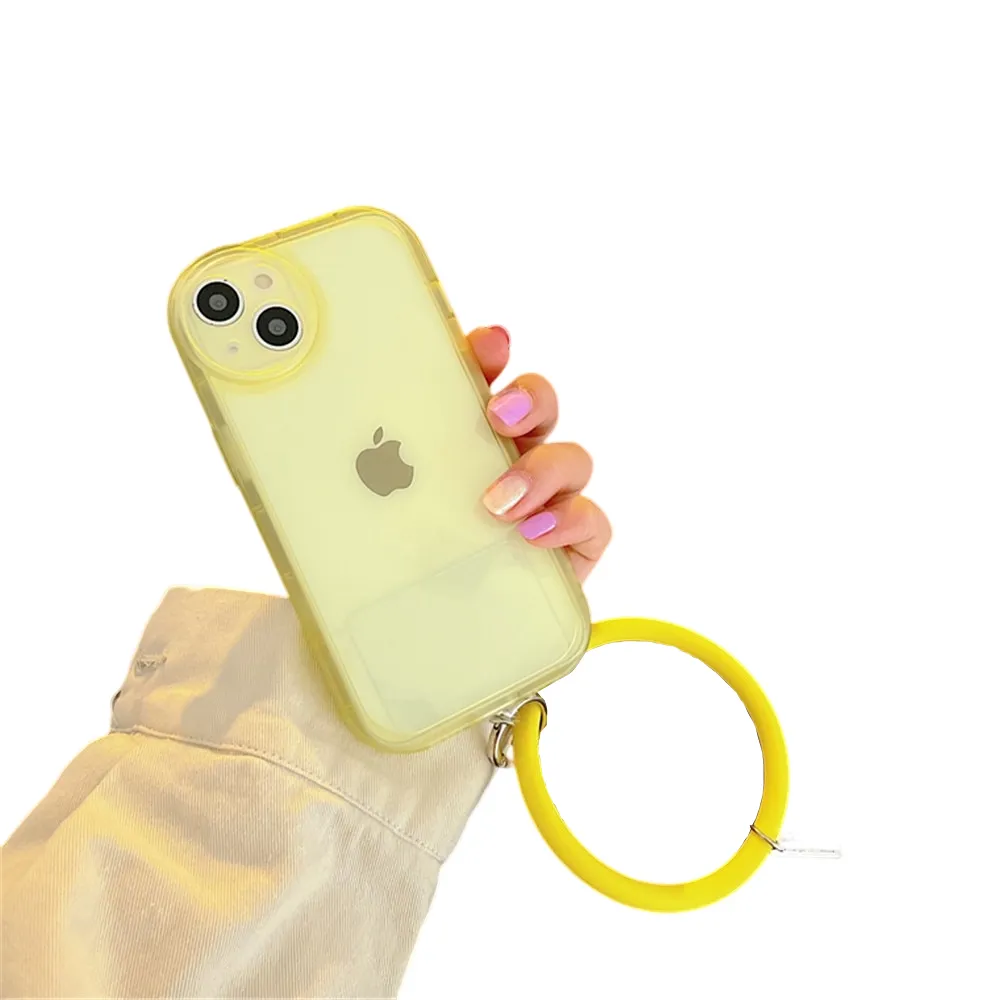 Anymob iPhone Yellow Stylish Wristband Ring Clear Soft Phone Case Shockproof Bracelet Silicon Cover