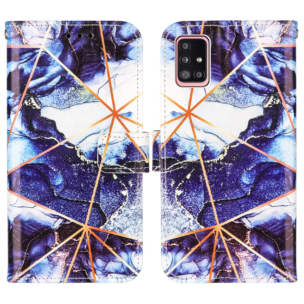 Anymob Samsung Black And White Geometric Marble Leather Case Flip Wallet Magnetic Phone Cover