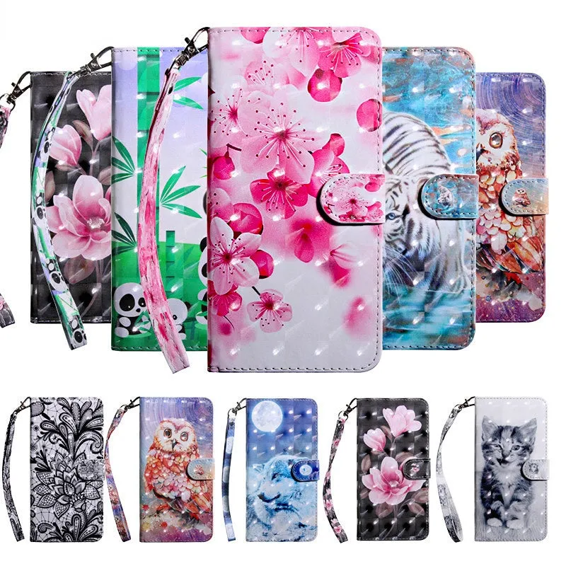 Anymob Samsung Black And White Kitty Leather Sparkling Case Wallet Flip Magnetic Cover