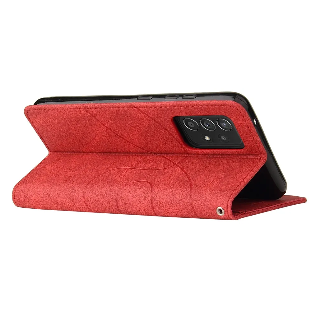 Anymob Samsung Blue And Red Leather Wallet Flip Case Protective Phone Cover