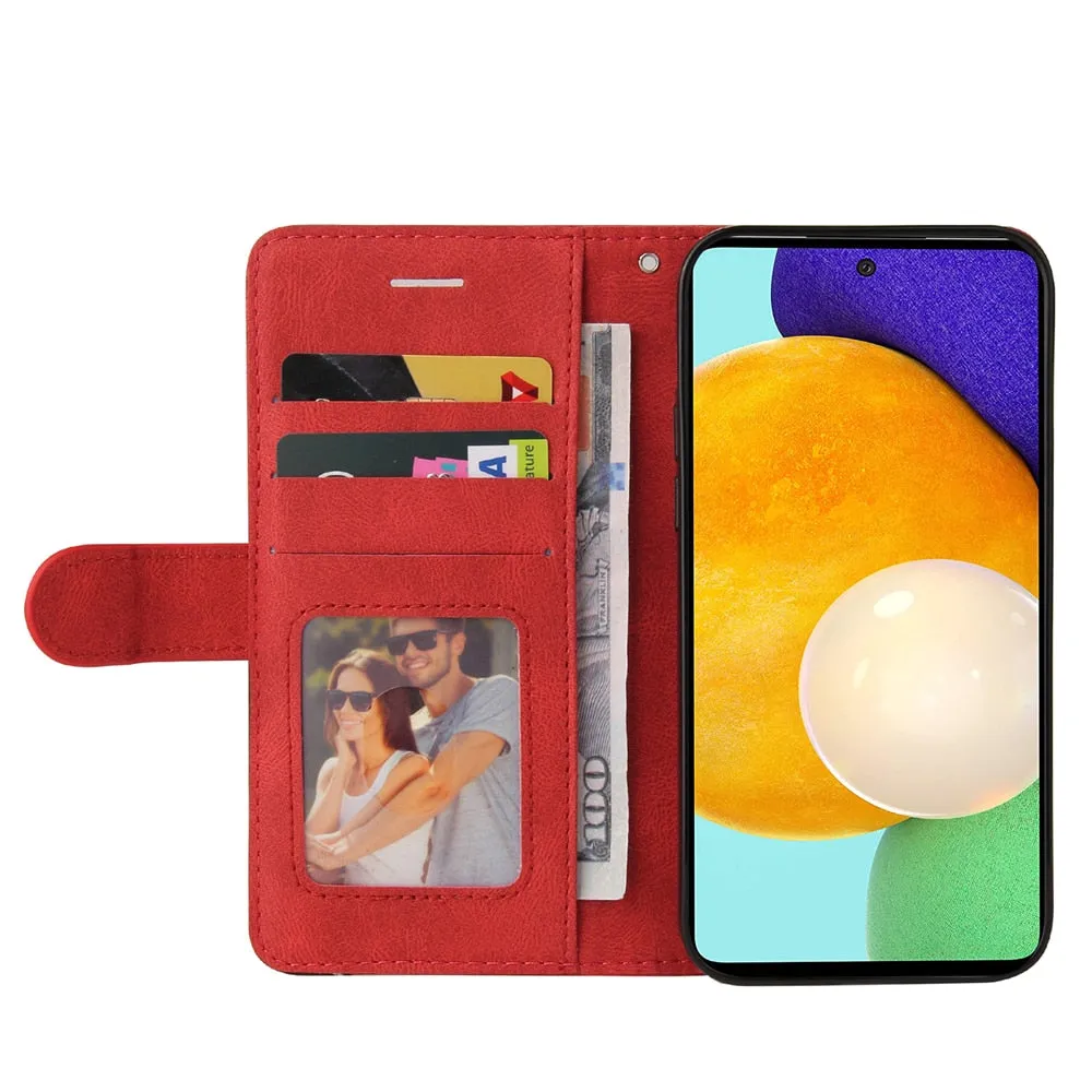 Anymob Samsung Blue And Red Leather Wallet Flip Case Protective Phone Cover