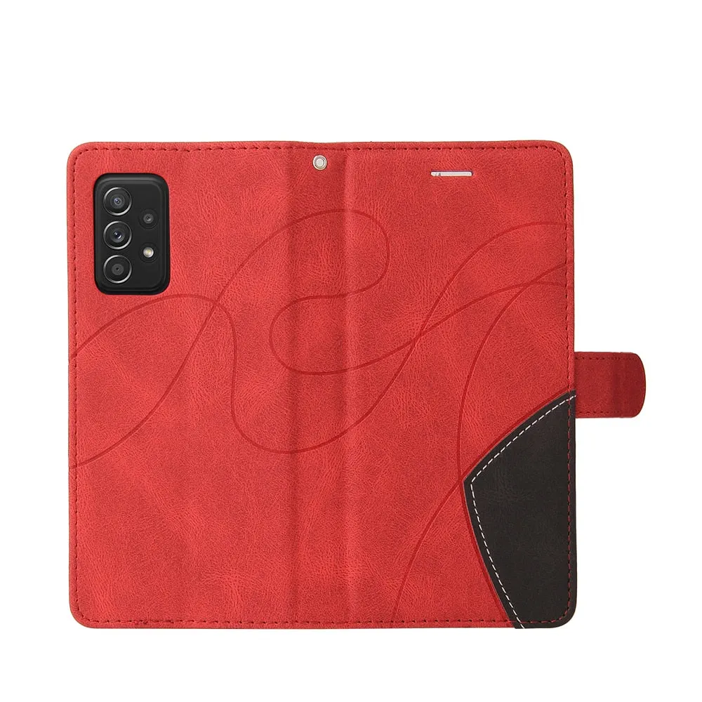 Anymob Samsung Blue And Red Leather Wallet Flip Case Protective Phone Cover
