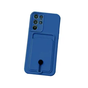 Anymob Samsung Blue Phone Case Soft Silicone Card Slots Cover