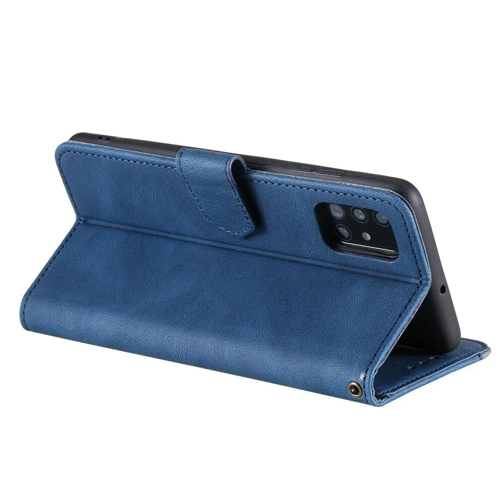 Anymob Samsung Blue Splicing Flip Leather Case Card Slot Wallet Phone Cover