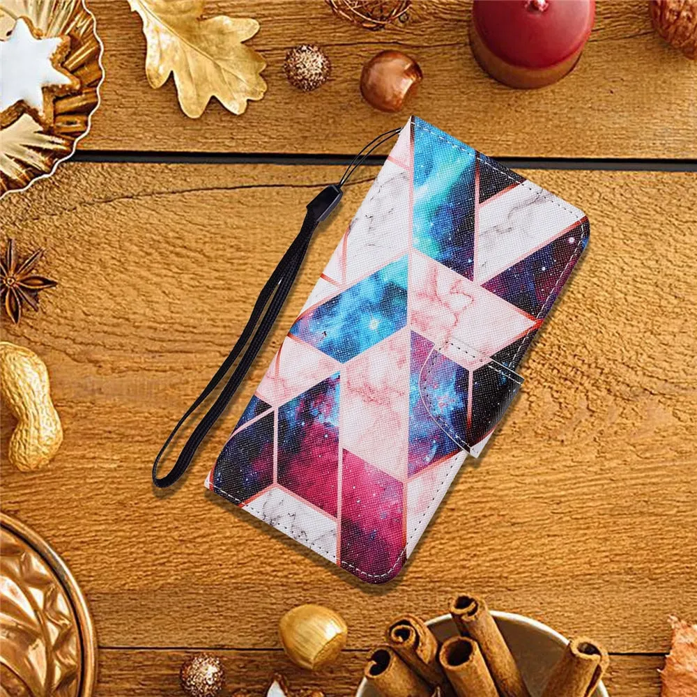 Anymob Samsung Blue Yellow Butterfly Pattern Phone Case Magnetic Flip Leather Wallet Painted Cover