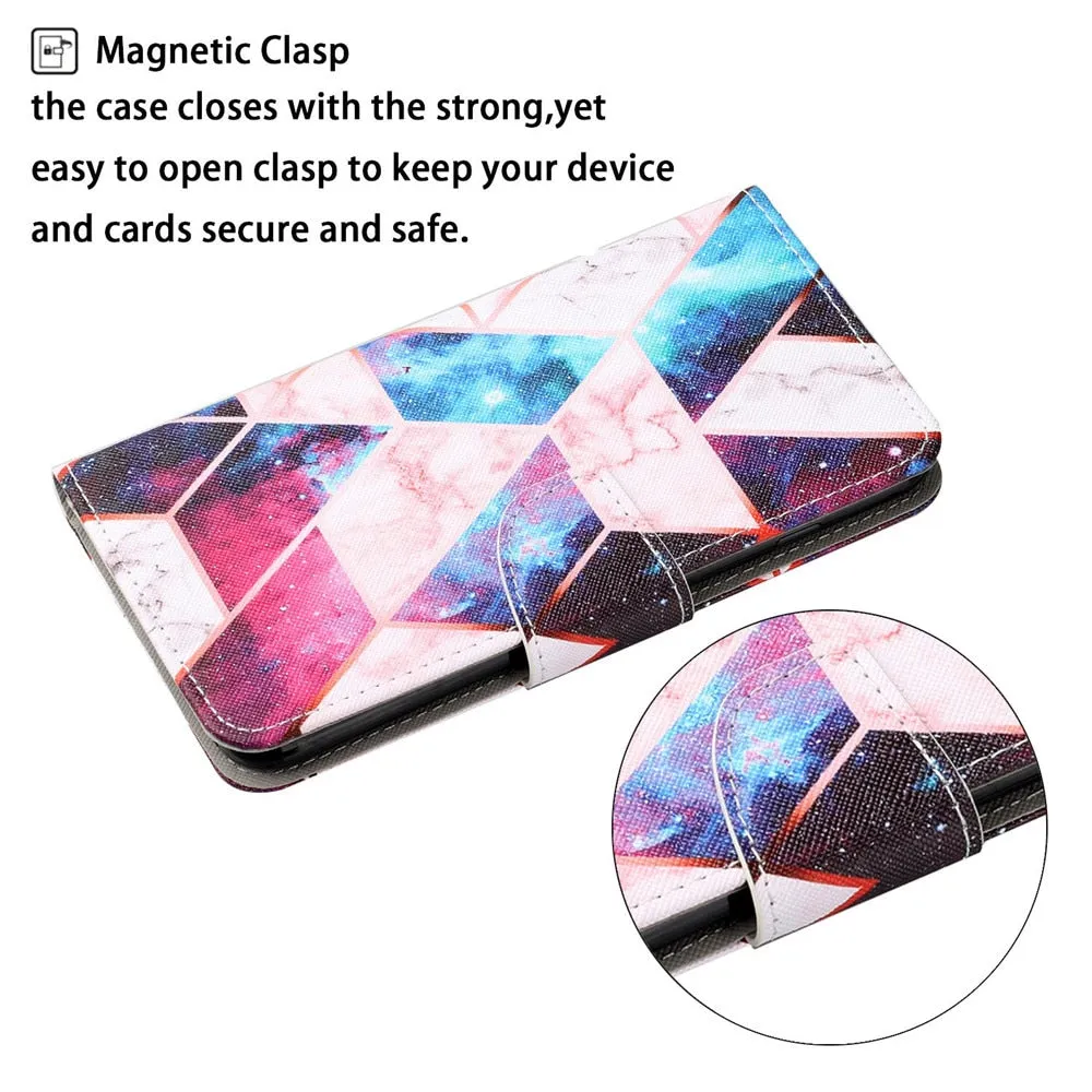 Anymob Samsung Blue Yellow Butterfly Pattern Phone Case Magnetic Flip Leather Wallet Painted Cover